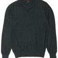 Massimo Dutti Herren-Pullover mit V-Ausschnitt, Größe S, grüne Baumwolle