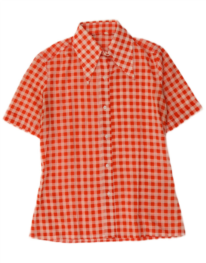Vintage Damen Kurzarmshirt EU 40 Mittelrotes Gingham