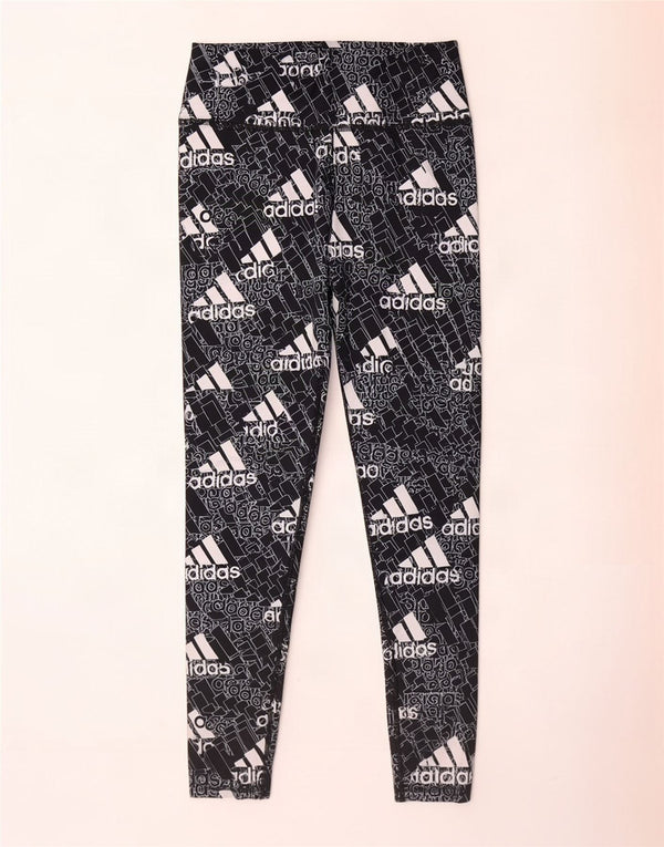 Leggings grafici da donna Adidas UK 12/14 Poliestere nero medio