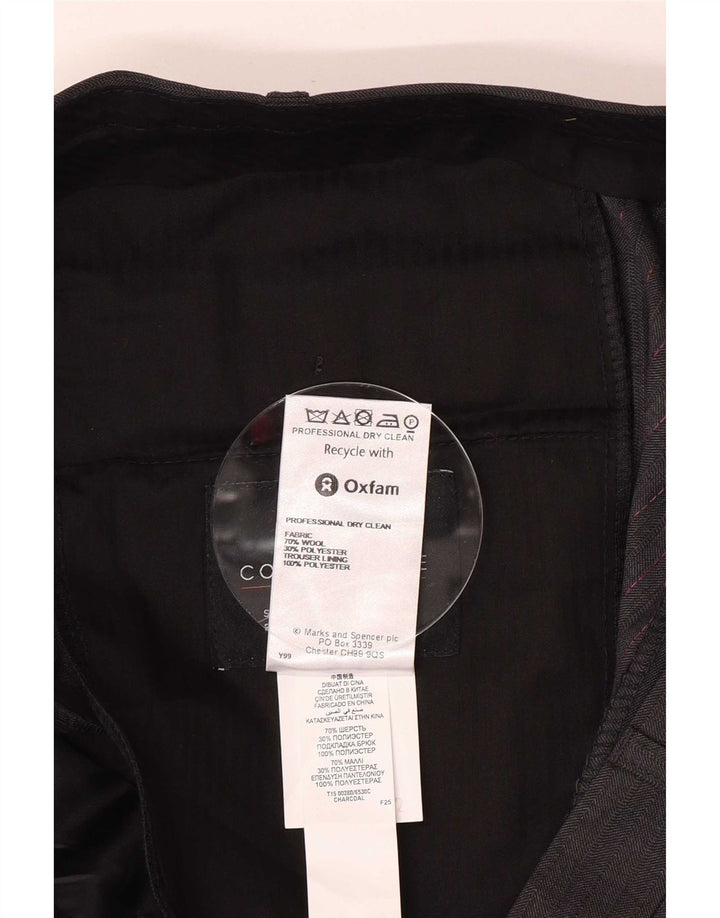 Marks & Spencer Mens Straight Suit Trousers W40 L33 Grey Wool