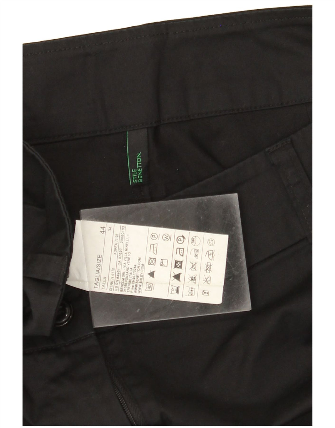 BENETTON Womens Capri Trousers IT 44 Medium W32 L22 Black Cotton