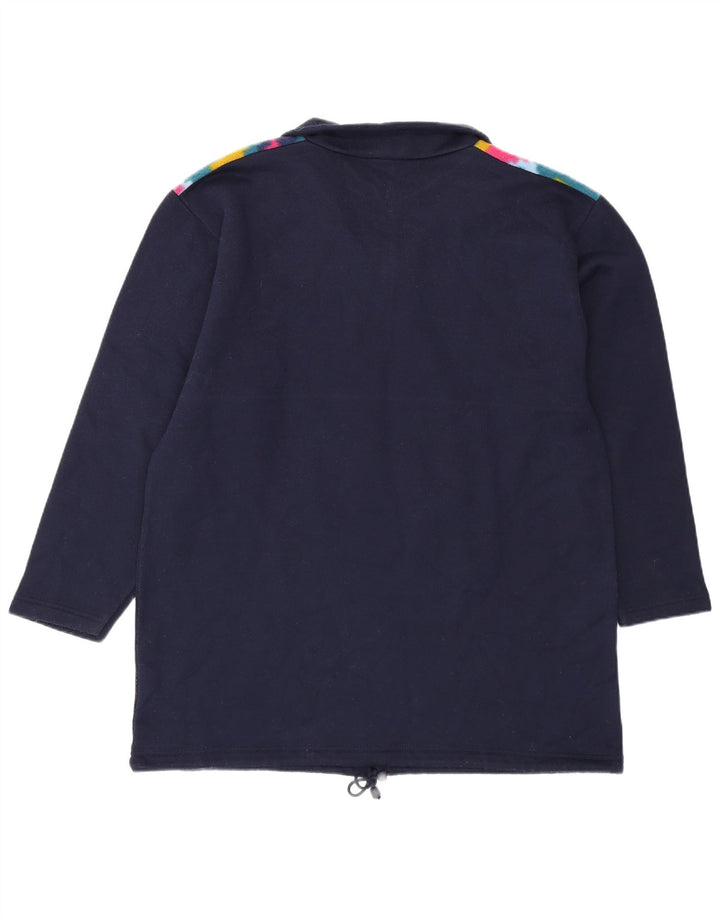 Vintage Mens Zip Neck Pullover Tracksuit Top Large Navy Blue Geometric