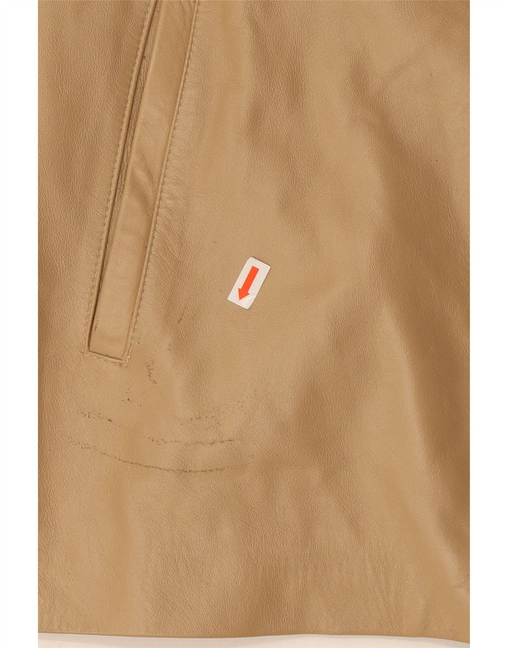 Giacca in pelle vintage da donna UK 16 grande beige