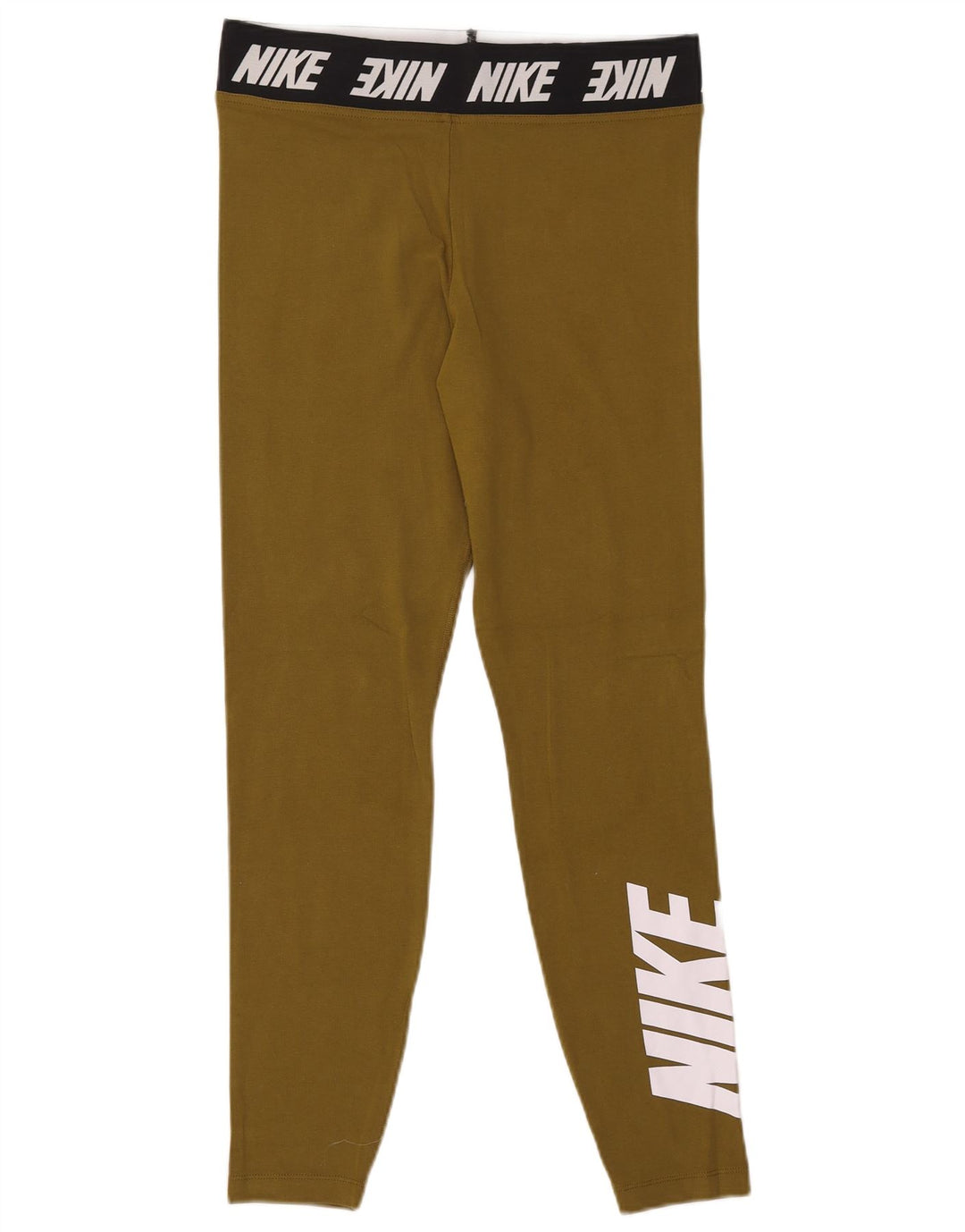 Nike Womens Graphic Leggings UK 14 Large Khaki Cotton