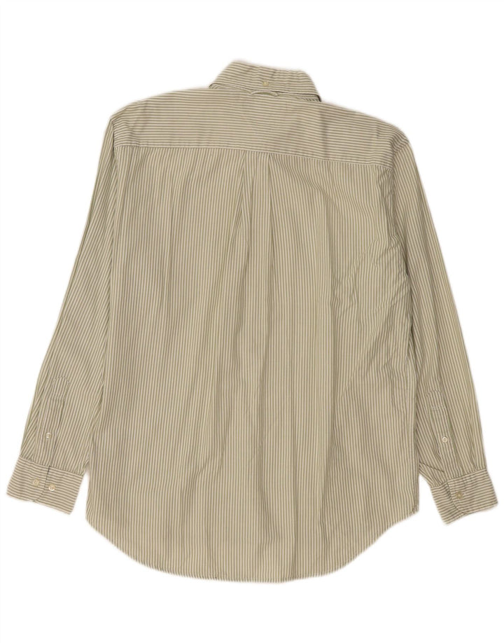 TOMMY HILFIGER Mens Shirt Medium Khaki Pinstripe Cotton