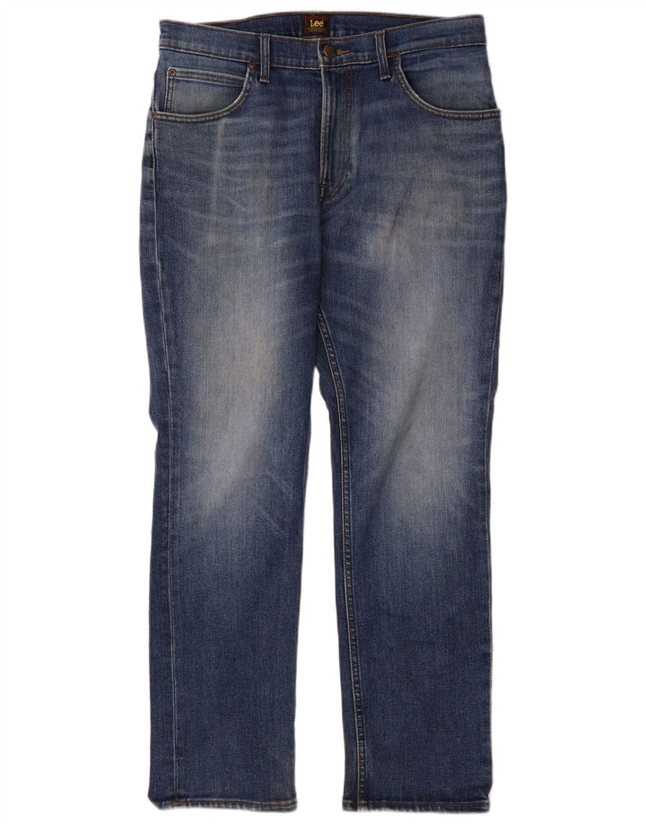 Lee Mens Brooklyn Straight Jeans W33 L30 Blue Cotton