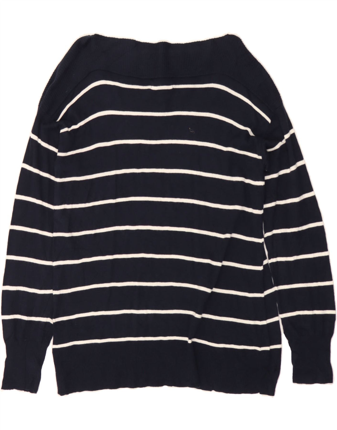 CHAPS Womens Boat Neck Jumper Sweater UK 14 Medium Navy Blue Striped Vintage Chaps and Second-Hand Chaps from Messina Hembry 