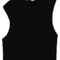 Zara Womens Crop Top sans manches UK 12 Coton noir moyen