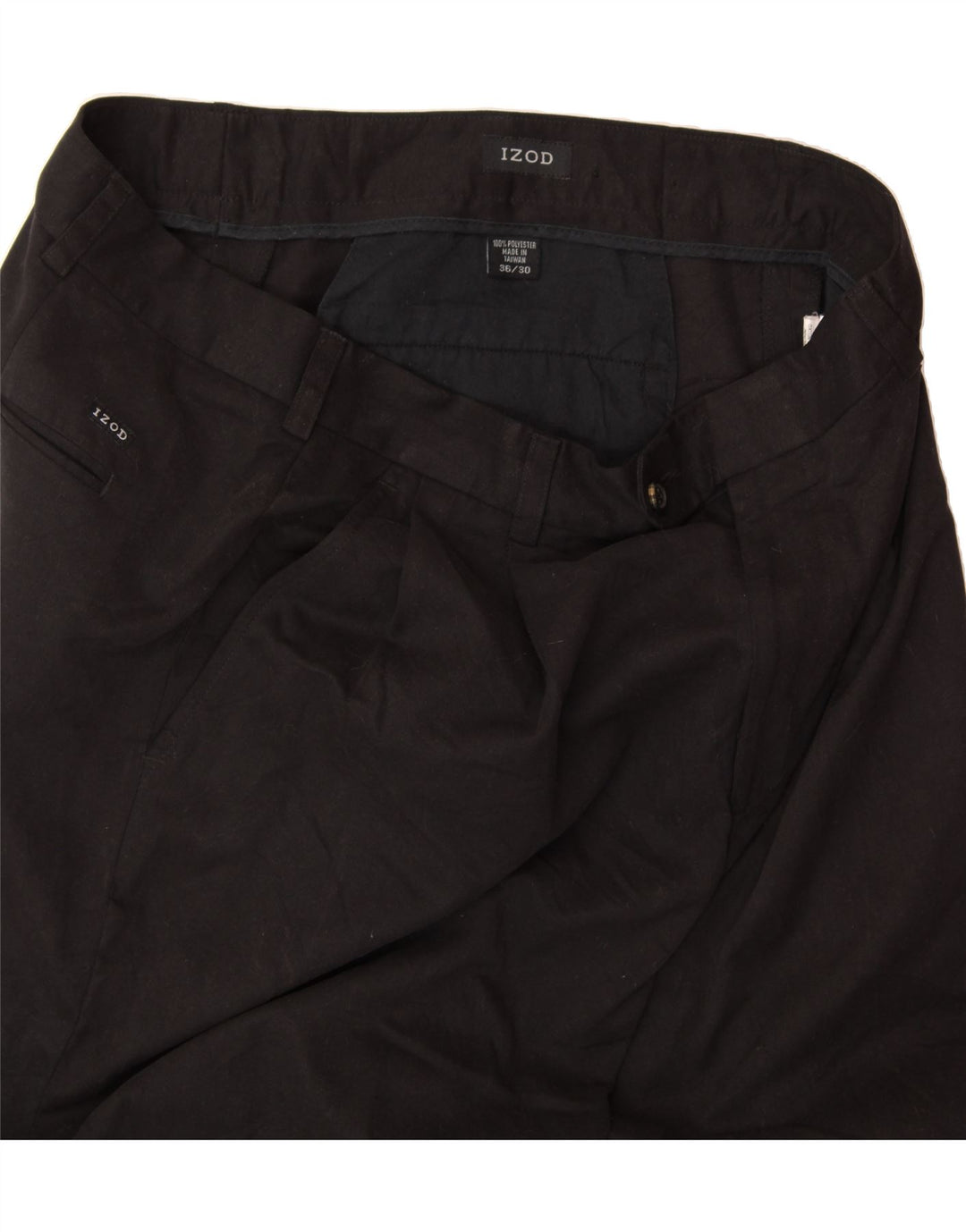 IZOD Mens Tapered Suit Trousers W36 L30 Black Polyester Vintage Izod and Second-Hand Izod from Messina Hembry 