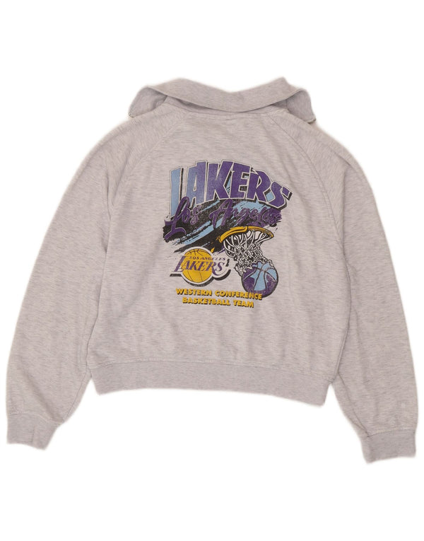 NBA Womens Lakers Graphic Zip Neck Sweatshirt Jumper UK 10/12 Small Grey
