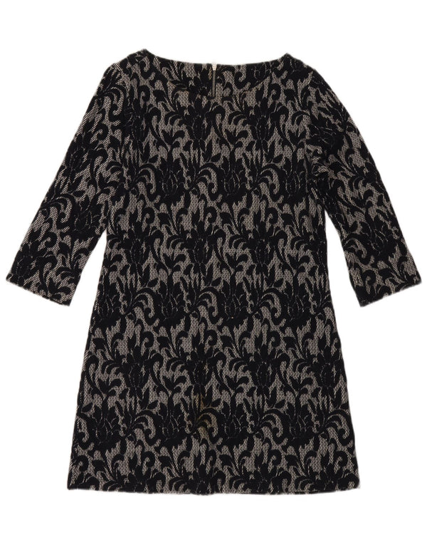 White Stuff Womens 3/4 Sleeve A-Line Dress UK 10 Small Navy Blue Cotton