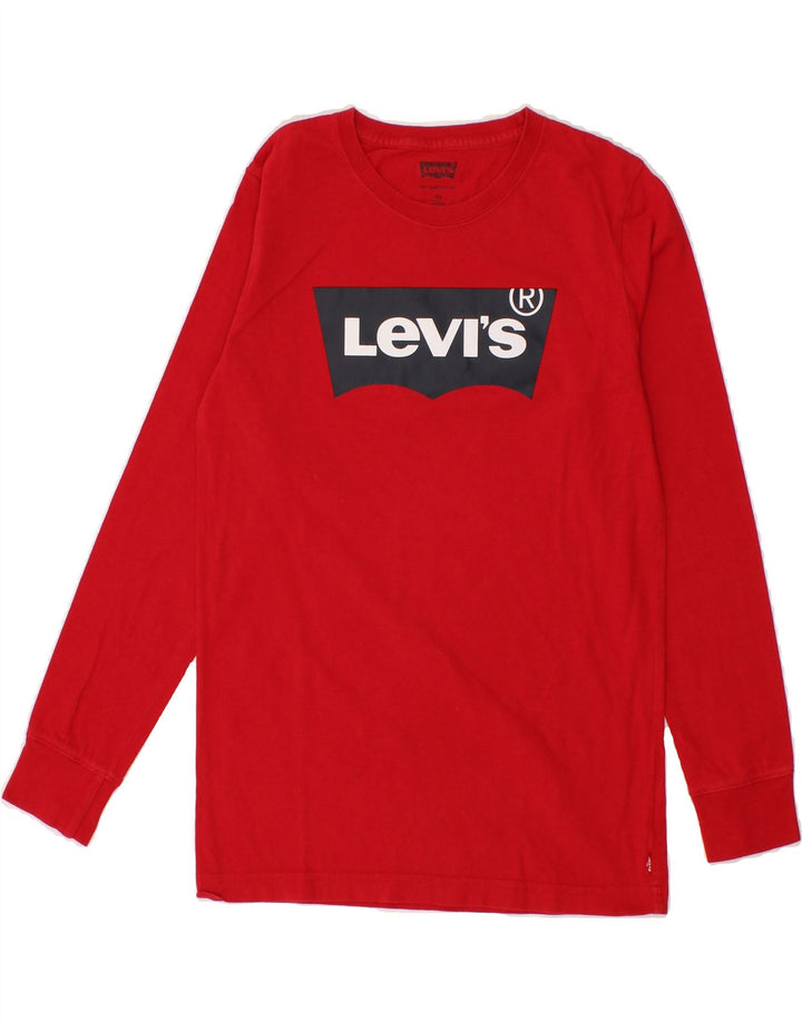 LEVI'S Boys Graphic Top Long Sleeve 13-14 Years Red Vintage Levi's and Second-Hand Levi's from Messina Hembry 