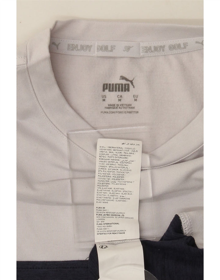 PUMA Womens Graphic Sweatshirt Jumper UK 14 Medium White Colourblock Vintage Puma and Second-Hand Puma from Messina Hembry 