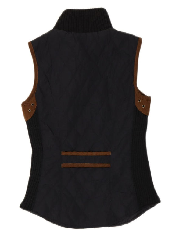 Zara Womens Quilted Gilet UK 6 XS Navy Blue Colourblock Polyester