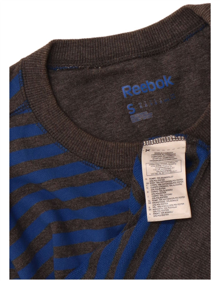 REEBOK Sweatshirt til mænd, lille blå stribet bomuld