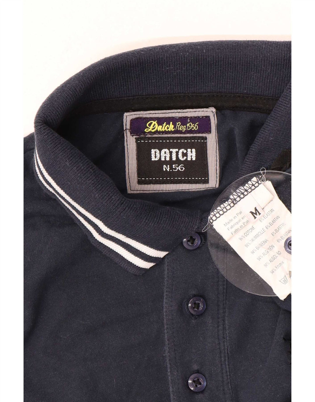 Datch Mens Long Sleeve Polo Shirt Medium Navy Blue Cotton