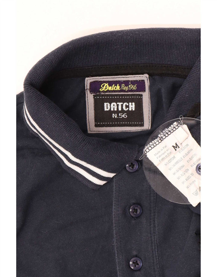 Datch Mens Long Sleeve Polo Shirt Medium Navy Blue Cotton