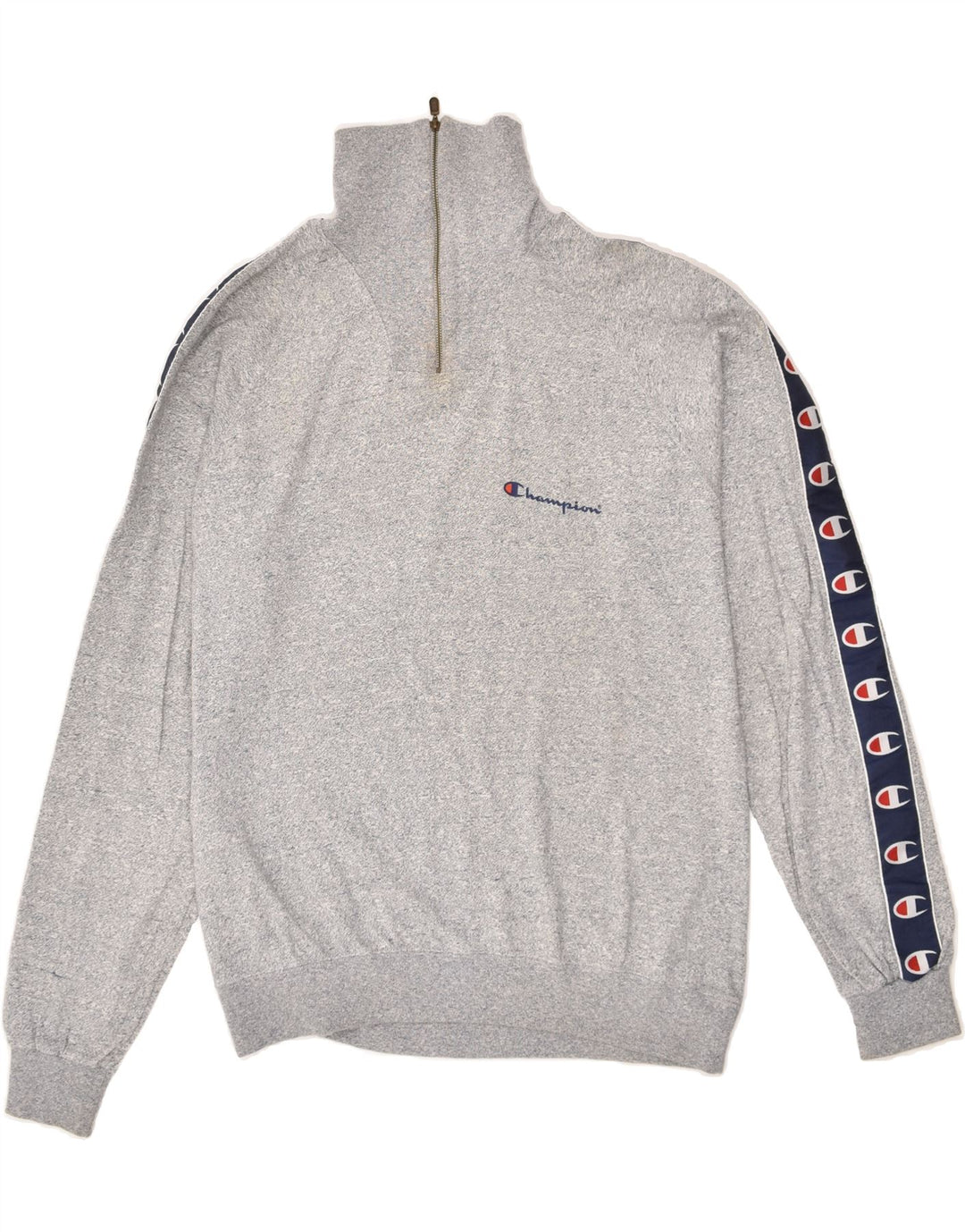 CHAMPION Mens Zip Neck Sweatshirt Jumper Large Grey Acrylic Vintage Champion and Second-Hand Champion from Messina Hembry 