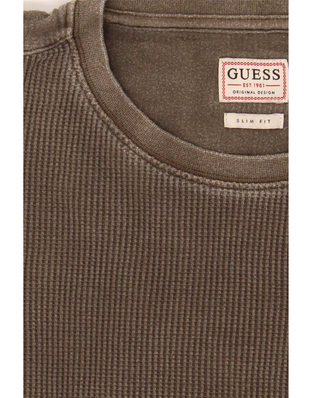 Guess Mens Slim Fit Top Long Sleeve Medium Khaki