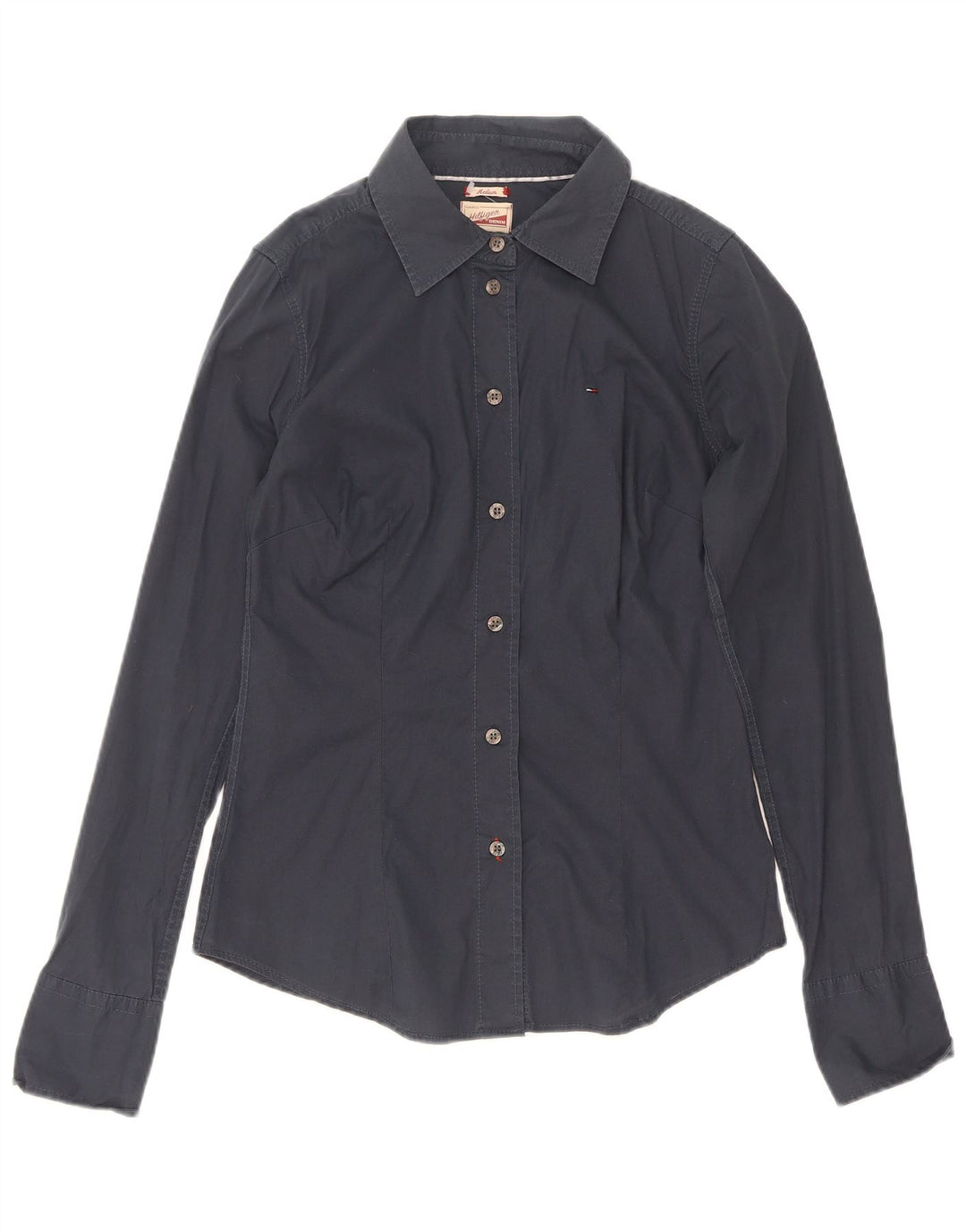 Tommy Hilfiger Womens Shirt UK 12 Medium Navy Blue Cotton