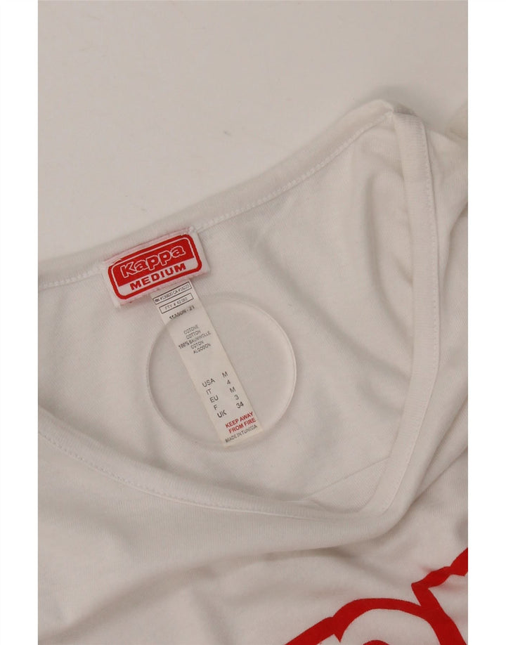 Kappa Womens Graphic T-Shirt Top UK 14 Medium White Cotton