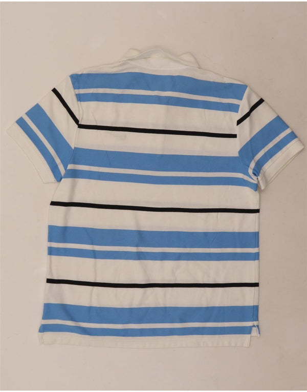 Nike Mens Polo Shirt Large White Striped Cotton