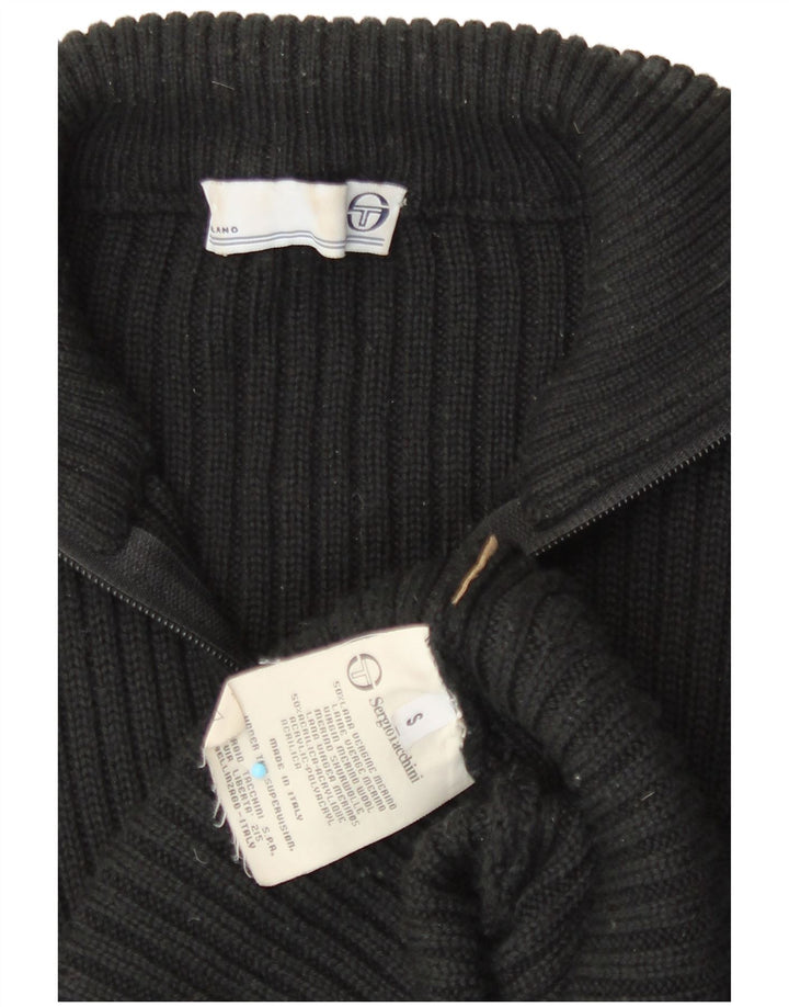Sergio Tacchini Womens Full Zip Cardigan Sweater UK 10 Small Black