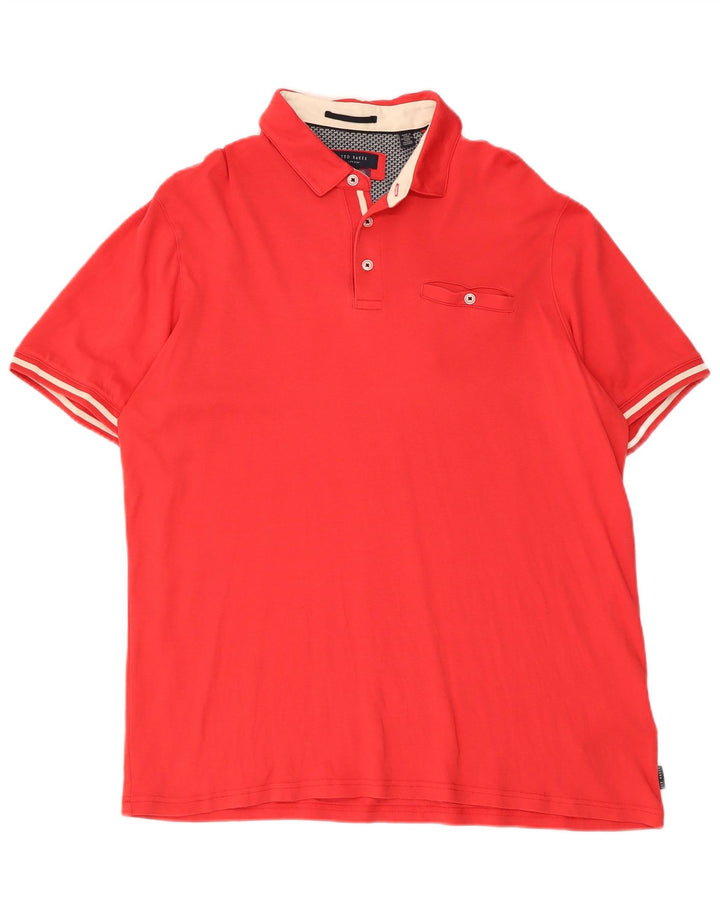Ted Baker Mens Polo Shirt Size 5 XL Red Cotton
