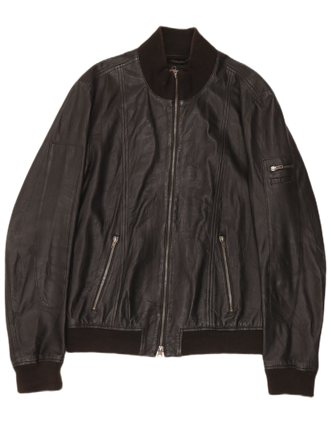 Zen Mens Leather Jacket IT 54 XL Black Leather