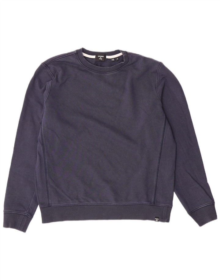 SUPERDRY Womens Sweatshirt Jumper UK 14 Medium Navy Blue Cotton