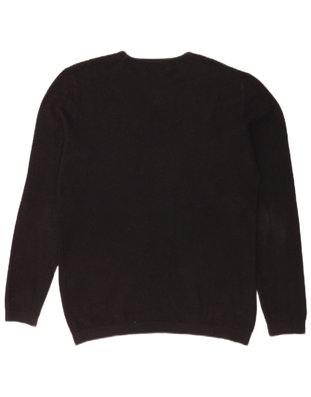 Zara Mens Crew Neck Jumper Sweater Large Black Acrylic