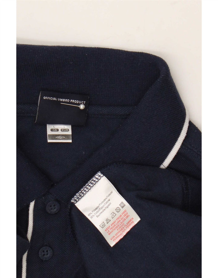 Umbro Mens Polo Shirt Large Navy Blue Polyester
