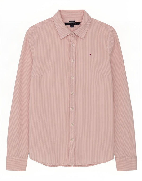 Tommy Hilfiger Dame Classic Fit skjorte UK 6 XS Pink nålestribet bomuld