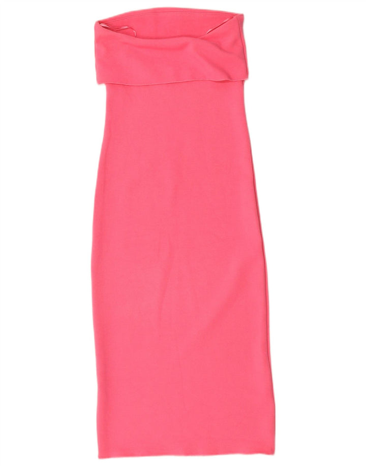 Zara Womens Strapless Dress UK 8 Small Pink Viscose