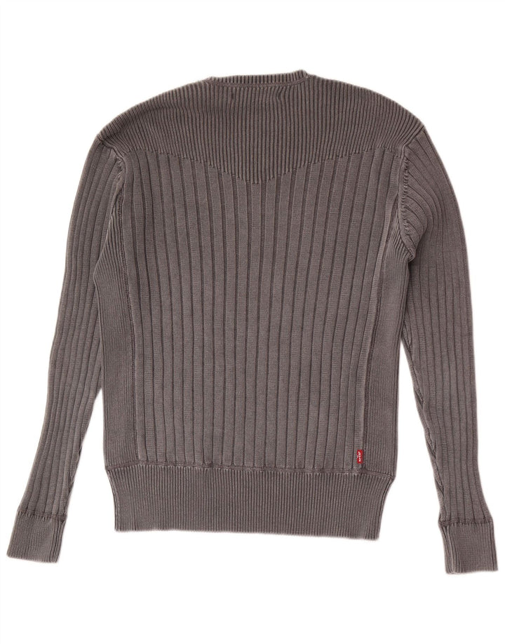 Męski sweter z okrągłym dekoltem Levi's, duży, szary, bawełniany
