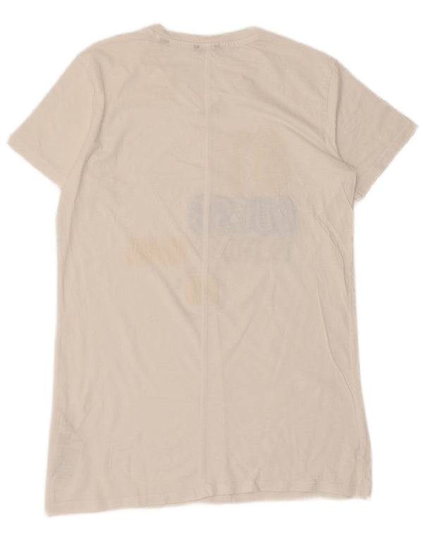 Guess T-shirt grafica da donna Top UK 16 Large in cotone bianco