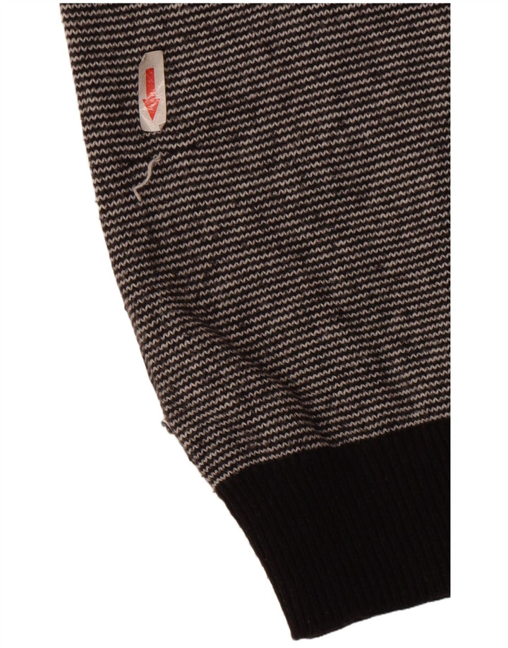Guess Mens Crew Neck Jumper Sweater Medium Black Striped Cotton