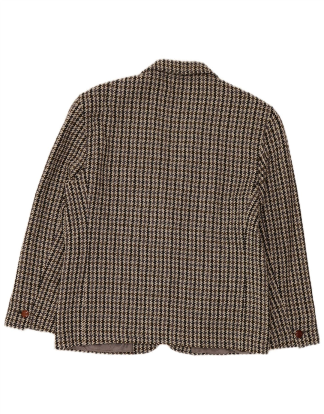 Vintage Womens 2 Button Blazer Jacket IT 44 Medium Grey Houndstooth Wool