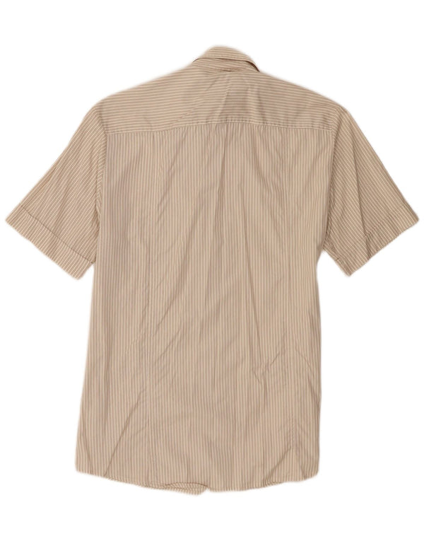 Camicia a maniche corte da uomo Hugo Boss in cotone a righe beige medio