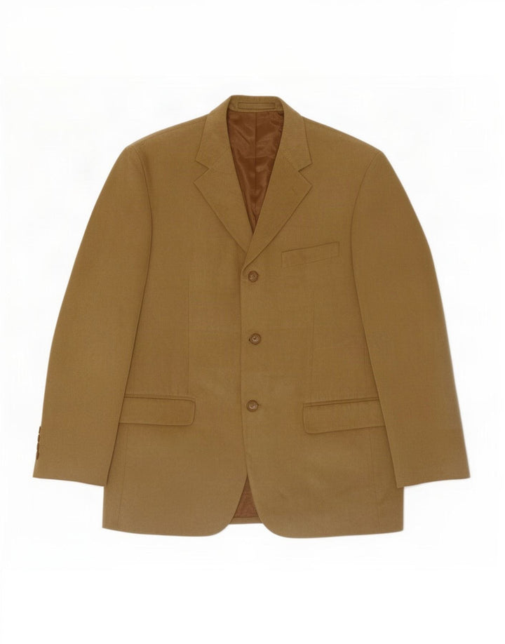 Jaqueta blazer masculina de 3 botões Marks & Spencer Reino Unido 38 poliéster bege médio