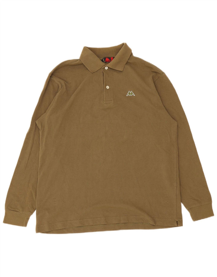 Kappa Polo à Manches Longues Homme Kaki Moyen Coton