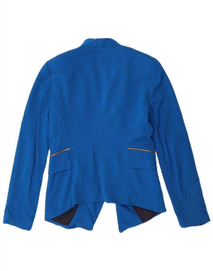 Zara Womens Open Blazer Jacket UK 12 Medium Blue Polyester