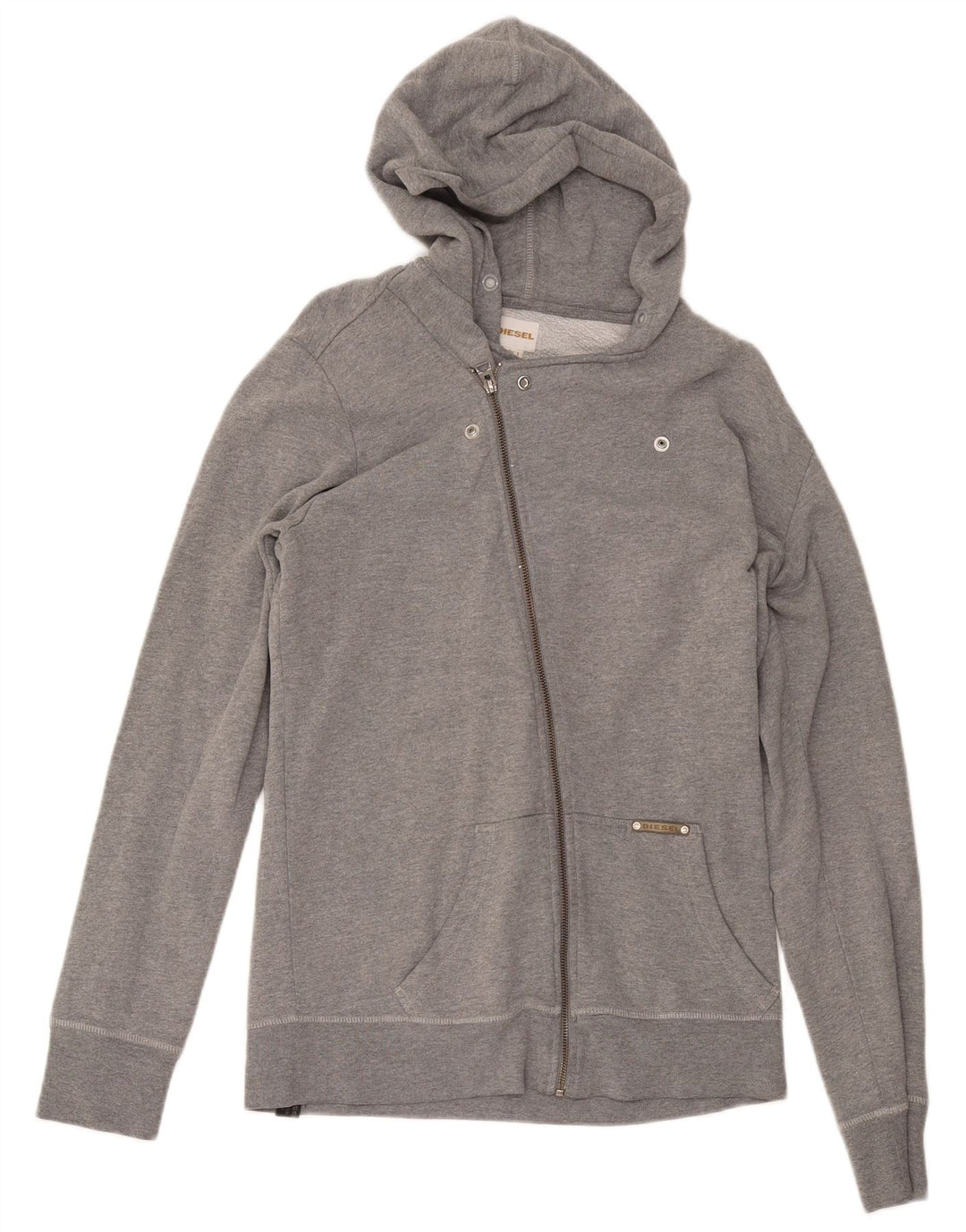 Diesel Womens Zip Hoodie Sweater UK 16 Large Grey