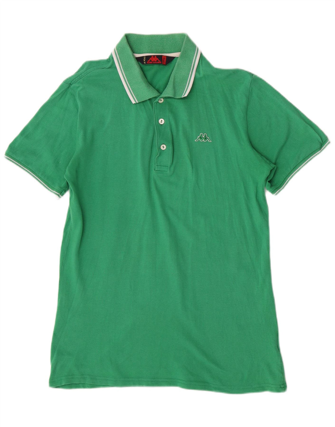 Kappa Mens Polo Shirt Large Green Striped Cotton