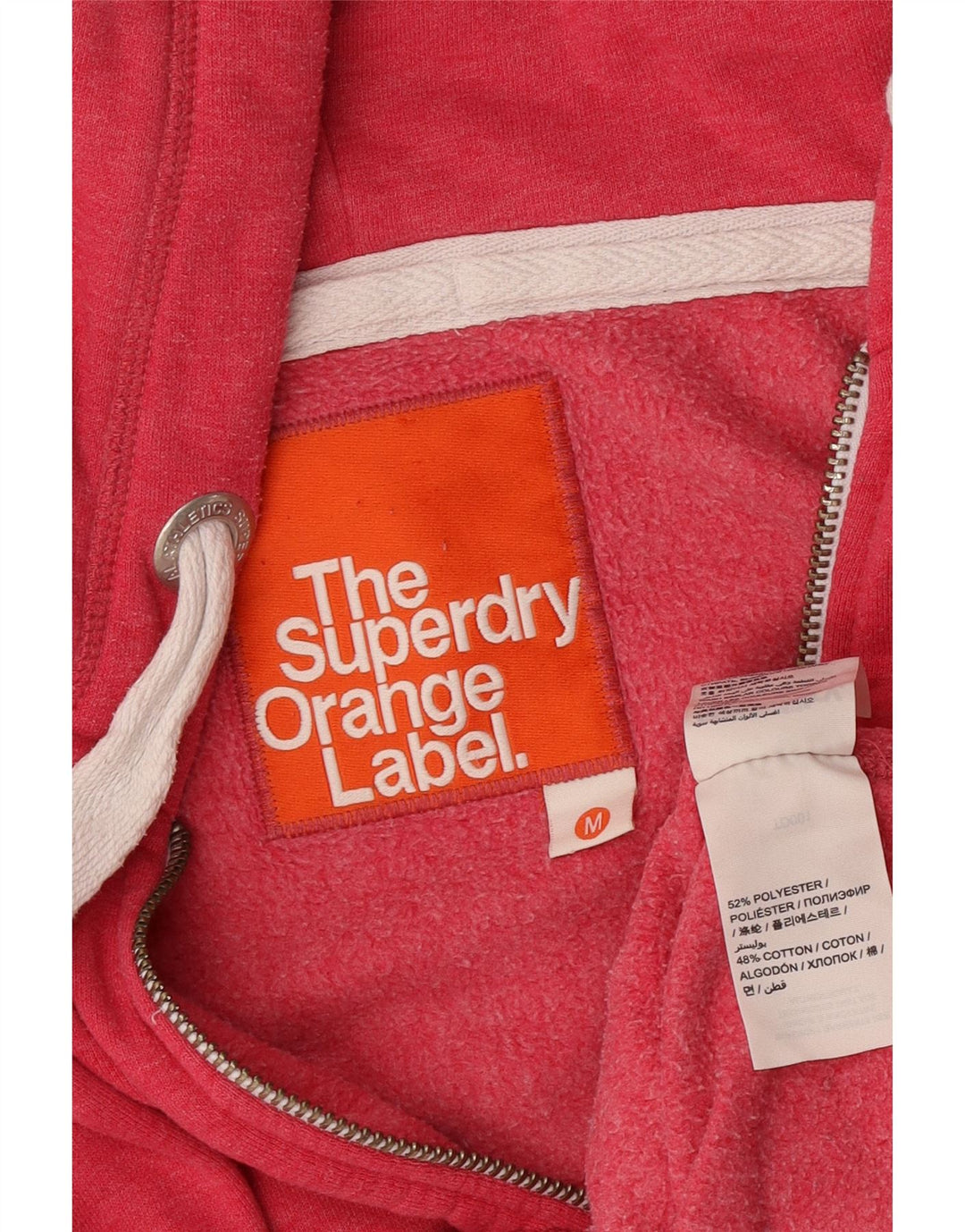 Superdry ženski pulover s kapuljačom na patentni zatvarač UK 14 srednje ružičasti poliester