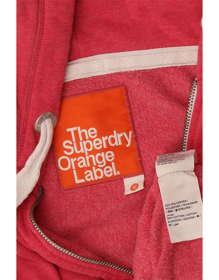 Superdry ženski pulover s kapuljačom na patentni zatvarač UK 14 srednje ružičasti poliester