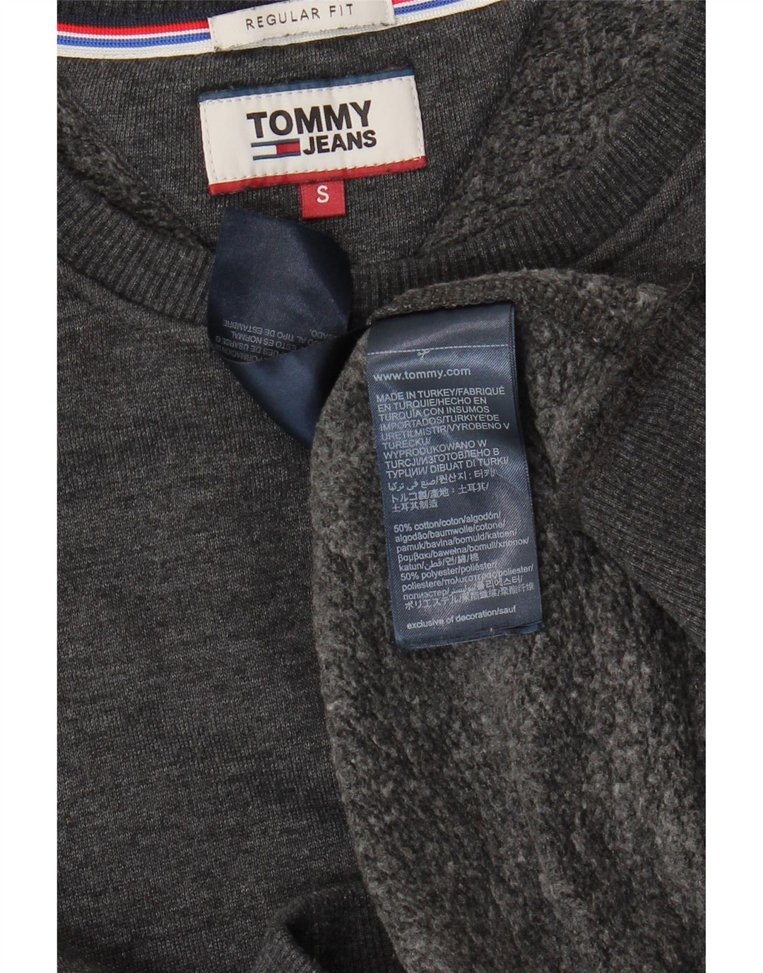 TOMMY HILFIGER Felpa da uomo vestibilità regolare maglione piccolo grigio chiazzato