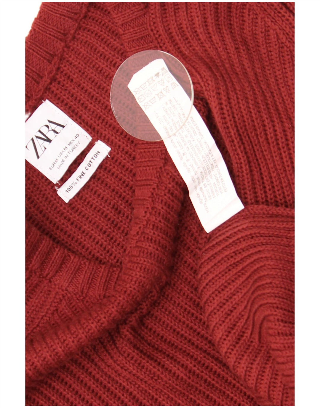 Zara Mens Boat Neck Jumper Sweater Medium Burgundy Cotton