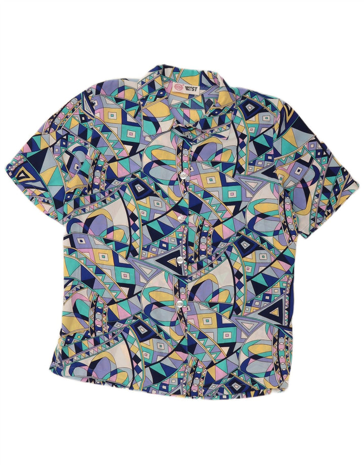 Vintage Womens Short Sleeve Shirt UK 16 Large Multicoloured Geometric