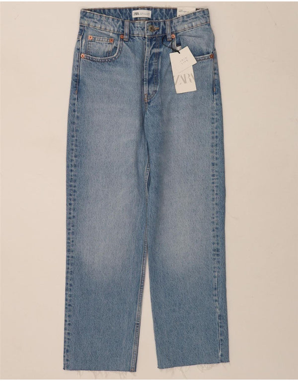 Damskie proste dżinsy Zara z wysokim stanem EU 36 XS W26 L26 niebieska bawełna